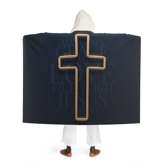 Jesus Cross Hooded Sherpa Fleece Blanket