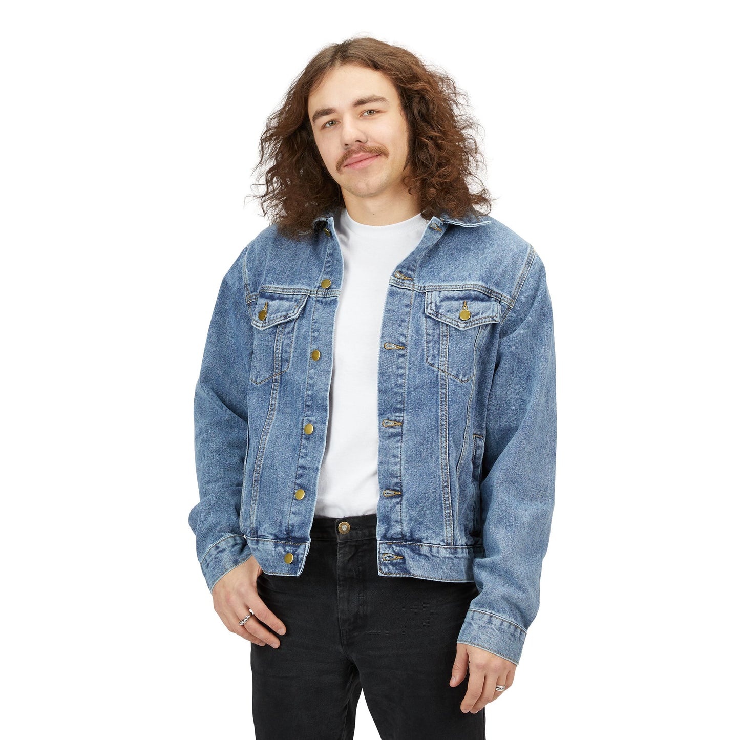 Men's Denim Jacket - God's Child Cross Design - Trendy Casual Wear for Everyday Style