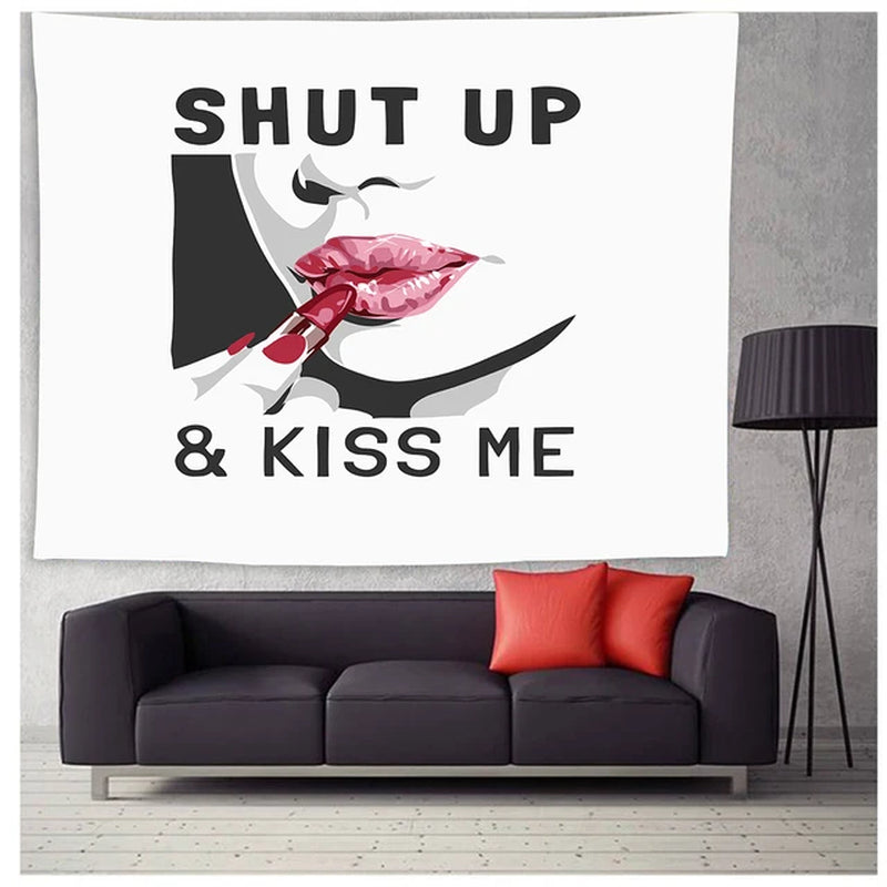 Kiss Tapestry Black White Tapestry Men Women Kissing Lovers Tapestry Aesthetic Tapestry Abstract Tapestry for Bedroom