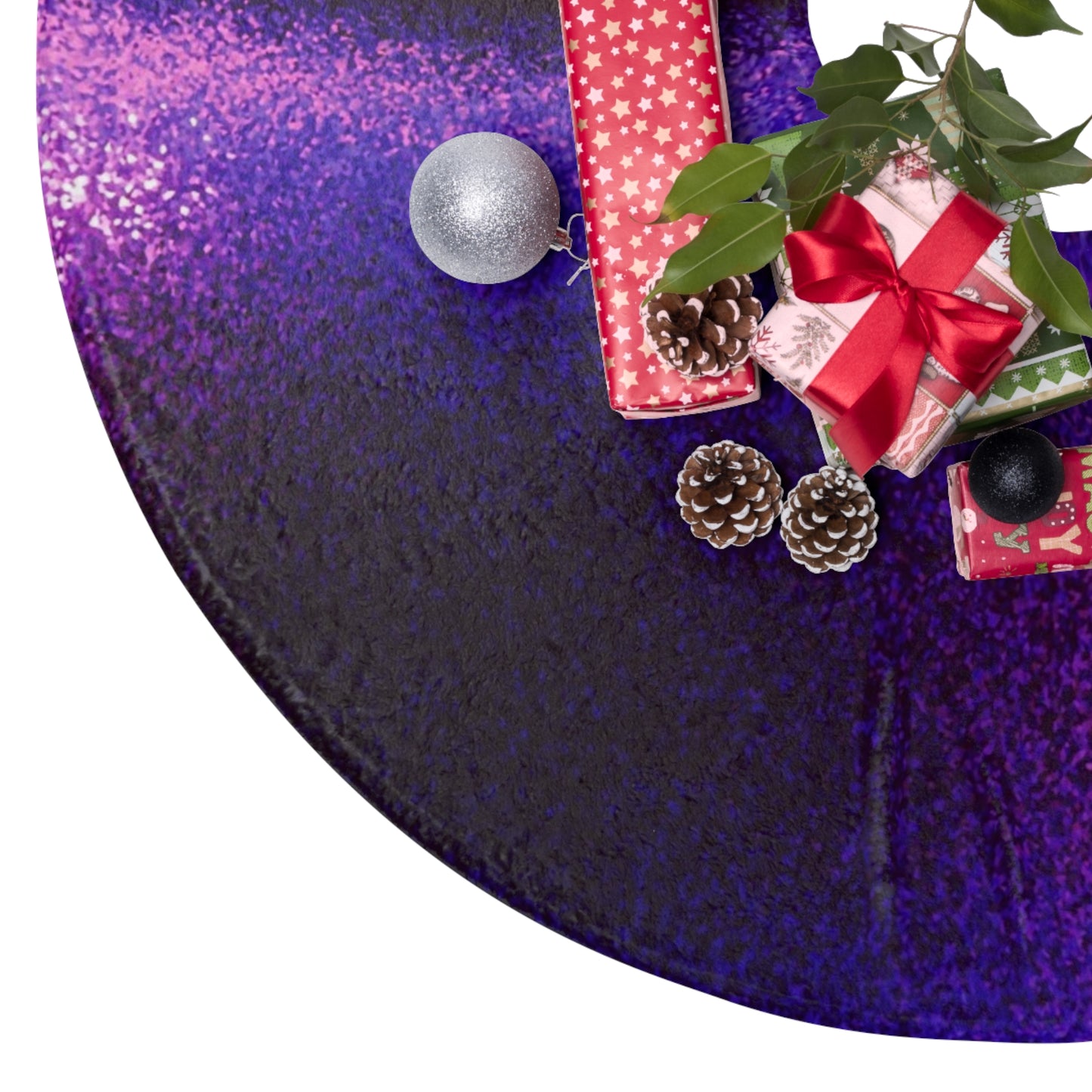 Glittery Purple Christmas Tree Skirt - Elegant Holiday Decor