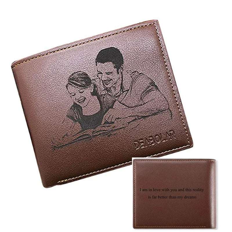 Personalized Photo Wallets Christmas Gift for Him Men Engraved Wallets Custom Photo Wallet Father'S Day Gift from Daughter