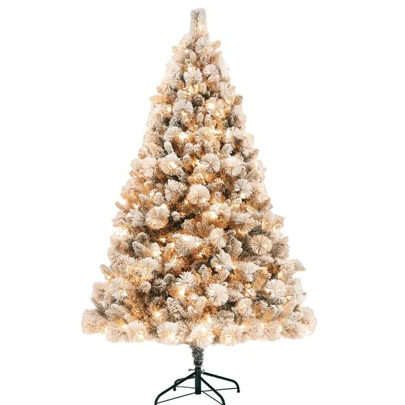 HOMCOM 6.5 Ft Pre-Lit Artificial Christmas Tree With Lights