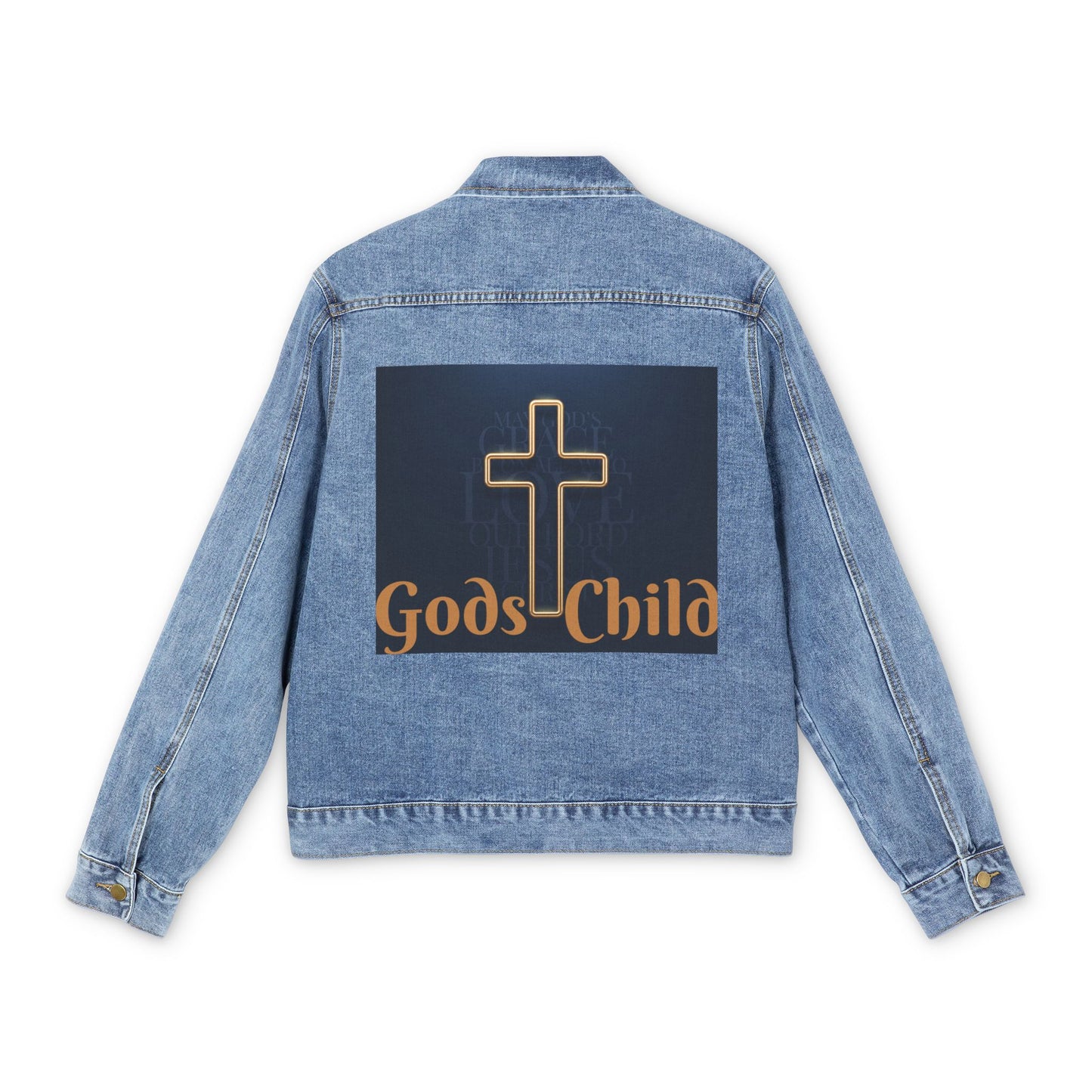 Men's Denim Jacket - God's Child Cross Design - Trendy Casual Wear for Everyday Style