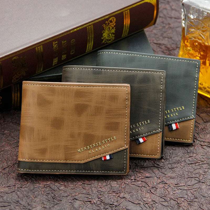 New Hot Stamping Men'S Wallet Vintage Frosted Leather Wallets Large Capacity Multiple Card Slots Purse Coin Credit Card Bag