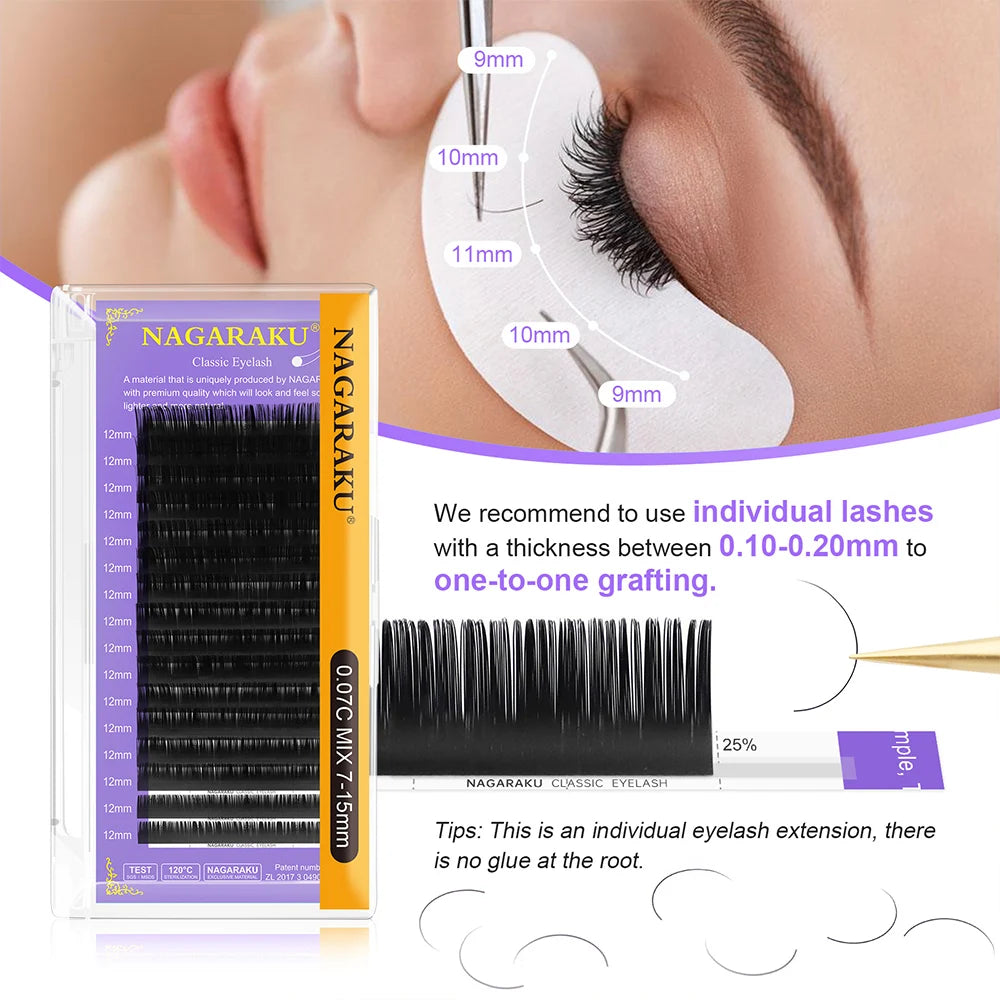 NAGARAKU Eyelash Extension Maquiage Lashes Individual Eyelash Natural Soft Lashes High Quality Synthetic Mink Makeup