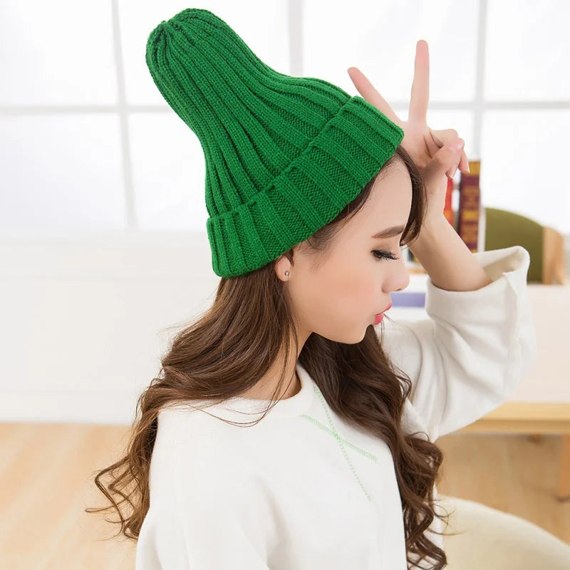 Cotton Blends Solid Warm Knitted Beanie