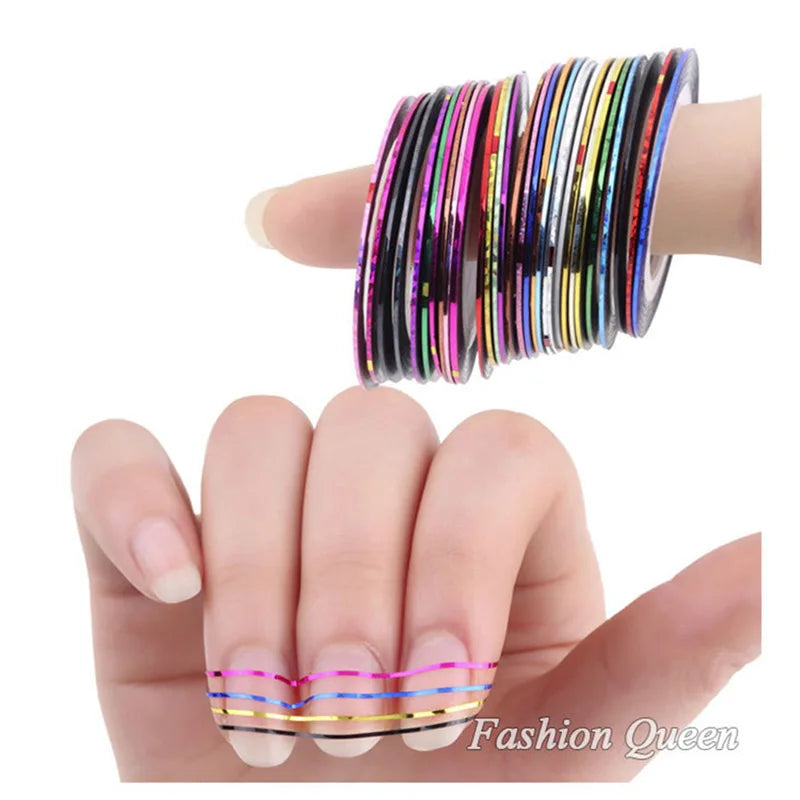 10pcs Nail Striping Tape Metallic Yarn | 3d Nail Art | DIY Nail Tips Sticker Decoration