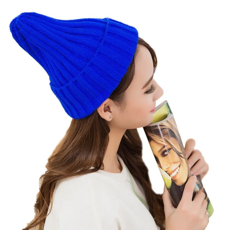 Cotton Blends Solid Warm Knitted Beanie