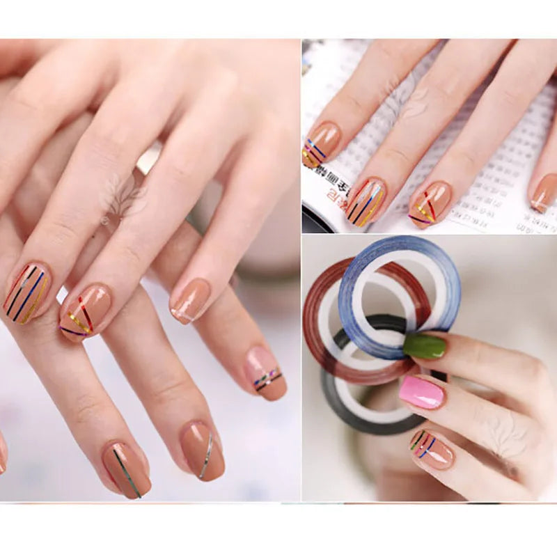 10pcs Nail Striping Tape Metallic Yarn | 3d Nail Art | DIY Nail Tips Sticker Decoration