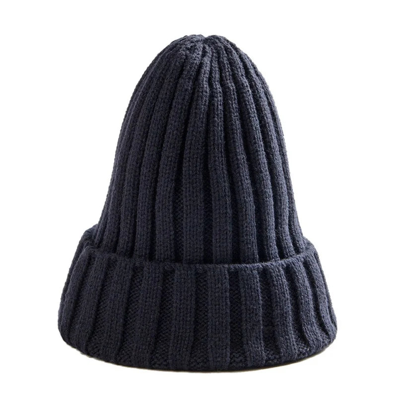 Cotton Blends Solid Warm Knitted Beanie