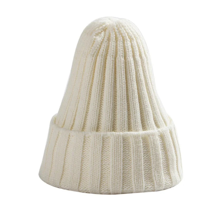 Cotton Blends Solid Warm Knitted Beanie