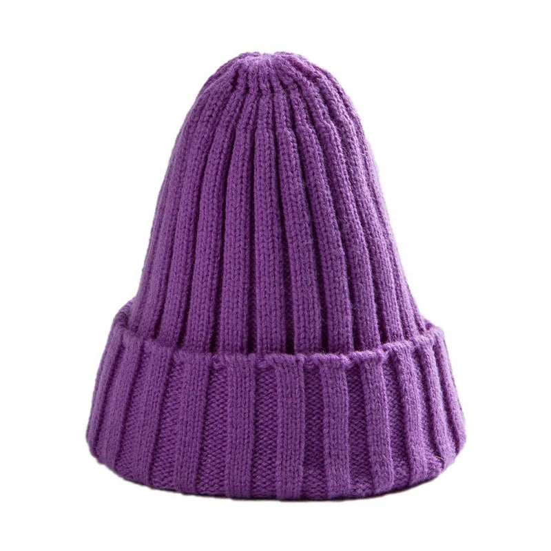 Cotton Blends Solid Warm Knitted Beanie