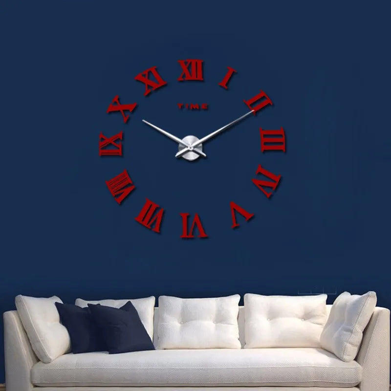 Diy Wall Cock Promotion New Home Decor Large Roman Mirror Fashion  Modern Quartz Clocks Living Room  Sticker Watch