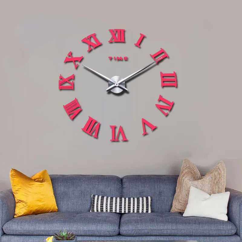 Diy Wall Cock Promotion New Home Decor Large Roman Mirror Fashion  Modern Quartz Clocks Living Room  Sticker Watch