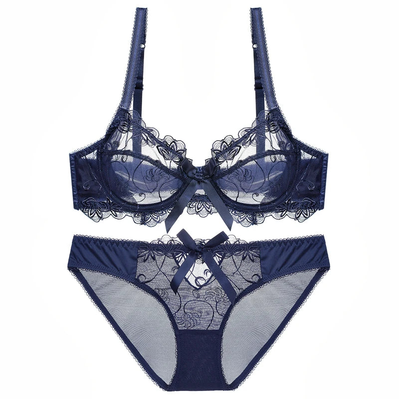 Slim Lace Underwire Floral Bra Sets