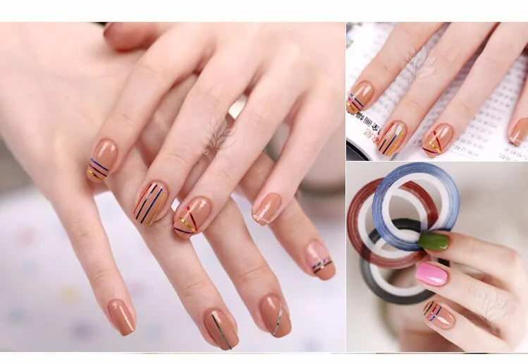 10pcs Nail Striping Tape Metallic Yarn | 3d Nail Art | DIY Nail Tips Sticker Decoration