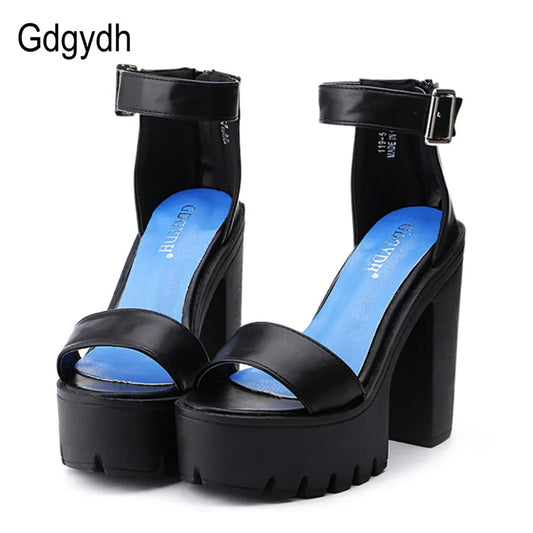 Gdgydh Summer Ankle Strap Sandal Shoes for Women High Heels Sandals Platform Back Zipper Sandals Fashion Party Model Show Pumps