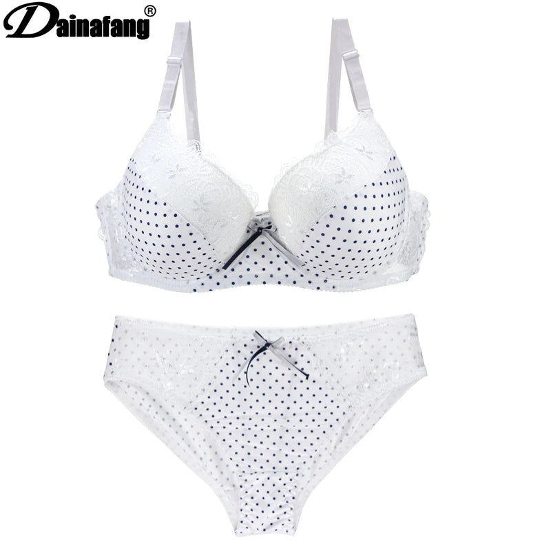 DaiNaFang  38/85 40/90 42/95 CDE Cup Bras Set Push Up Lace Lady Lingerie Hollow Outfit G-string Embroidery Underwear Sets