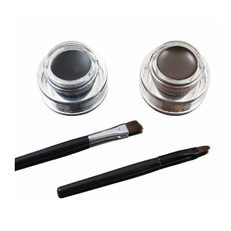 2pcs\lot Top Quality Brand Cosmetics 2 in 1 Black And Brown Waterproof Eyeliner Gel With Brush Makeup Eye Liner Beauty Tool