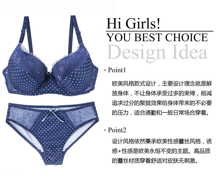 DaiNaFang  38/85 40/90 42/95 CDE Cup Bras Set Push Up Lace Lady Lingerie Hollow Outfit G-string Embroidery Underwear Sets