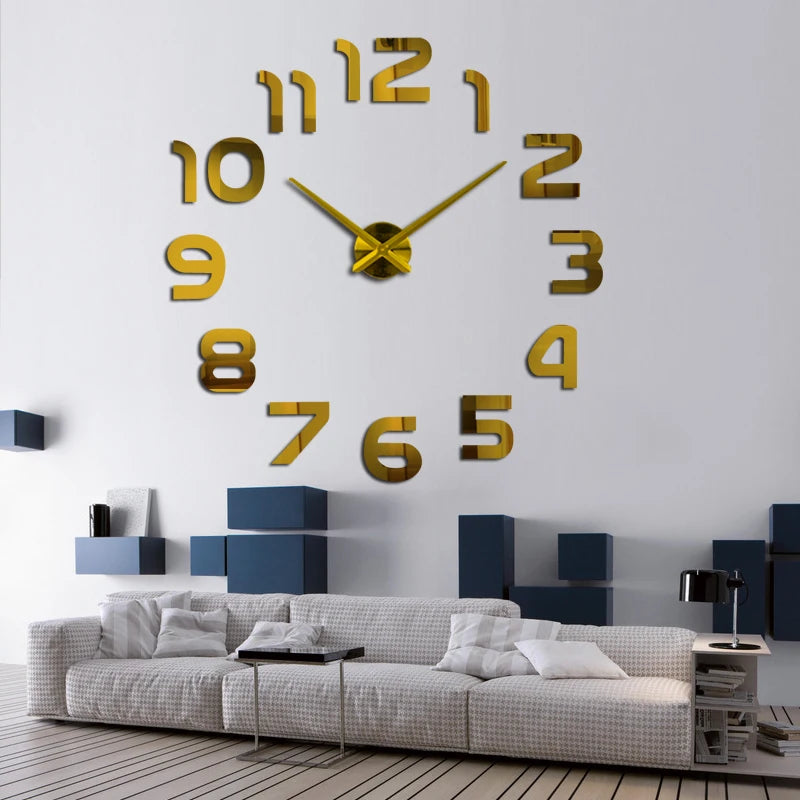 Wall clock watch clocks 3d diy acrylic mirror Stickers