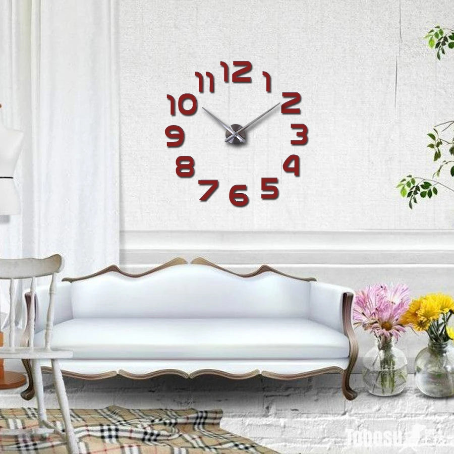 Wall clock watch clocks 3d diy acrylic mirror Stickers