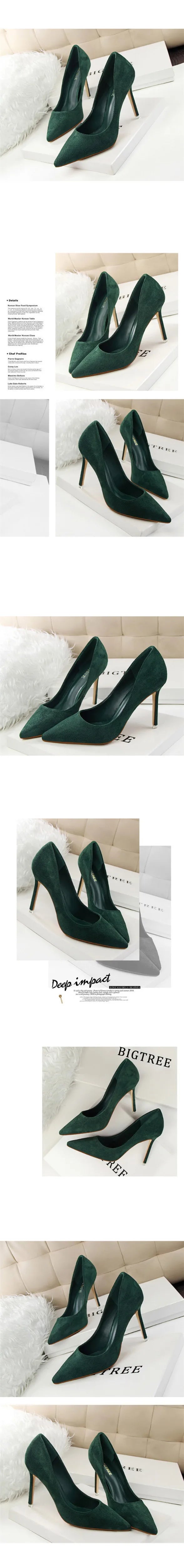 Plus Size 34-43 Woman Concise Office Shoes Fashion Pointed Toe Women Pumps Flock Shallow High Heels Women's Party Shoes 9 Colors