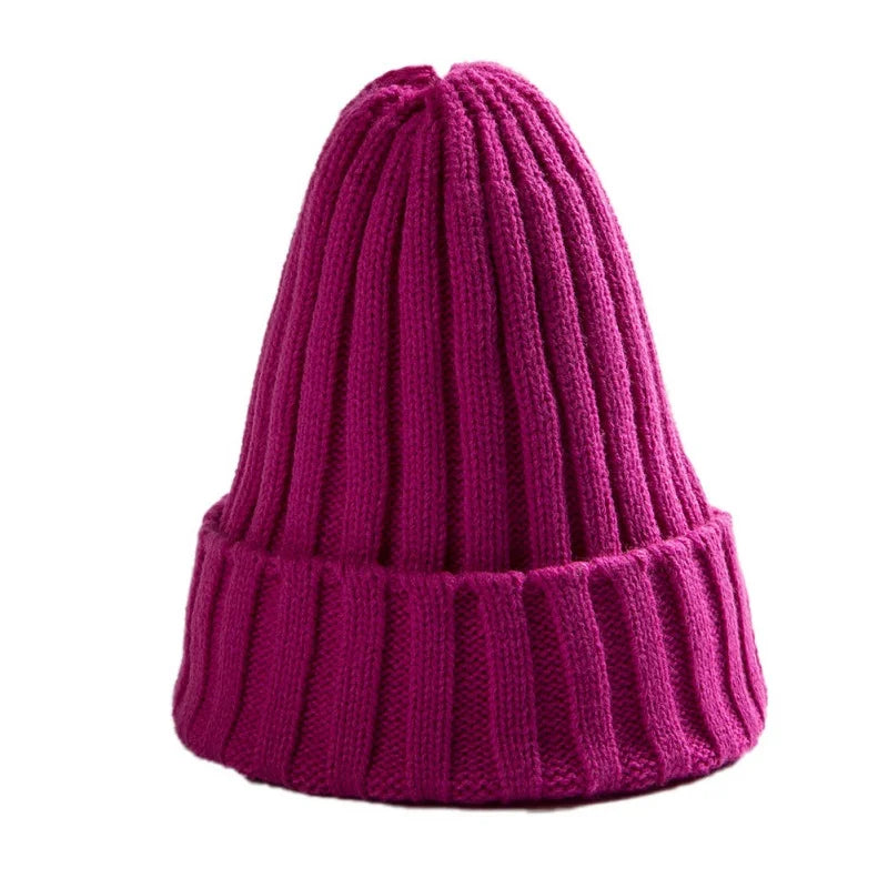 Cotton Blends Solid Warm Knitted Beanie