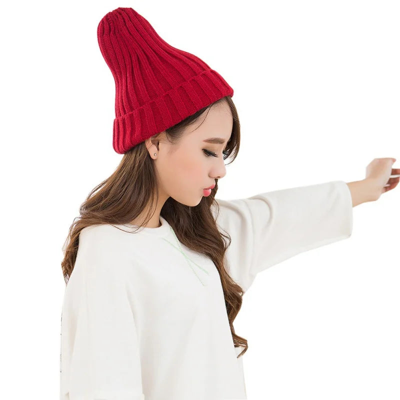 Cotton Blends Solid Warm Knitted Beanie