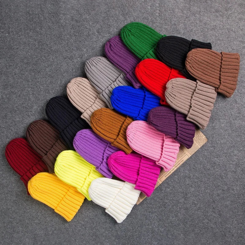 Cotton Blends Solid Warm Knitted Beanie