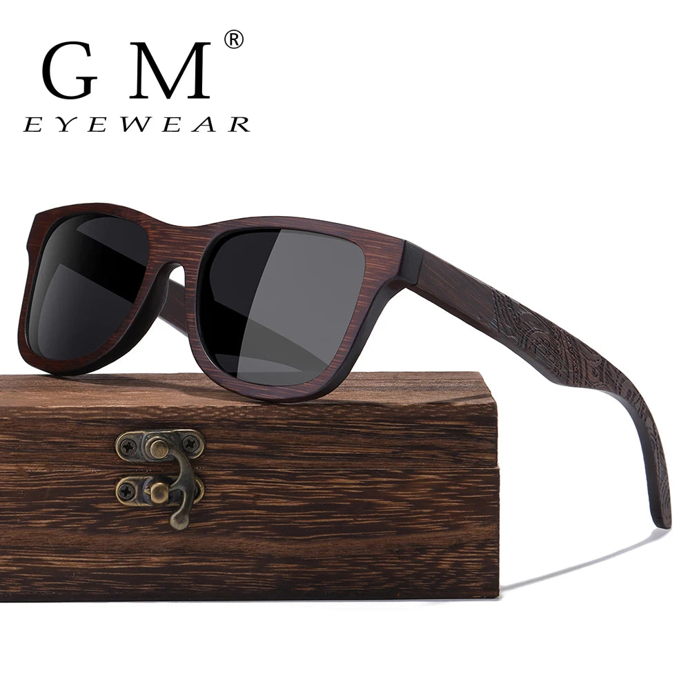 GM Handmade Natural Brown Wooden Sunglasses Women Men Brand Design Vintage Fashion Glasses Polarized Lens Dropshipping 1610BN