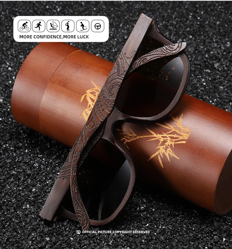 GM Handmade Natural Brown Wooden Sunglasses Women Men Brand Design Vintage Fashion Glasses Polarized Lens Dropshipping 1610BN