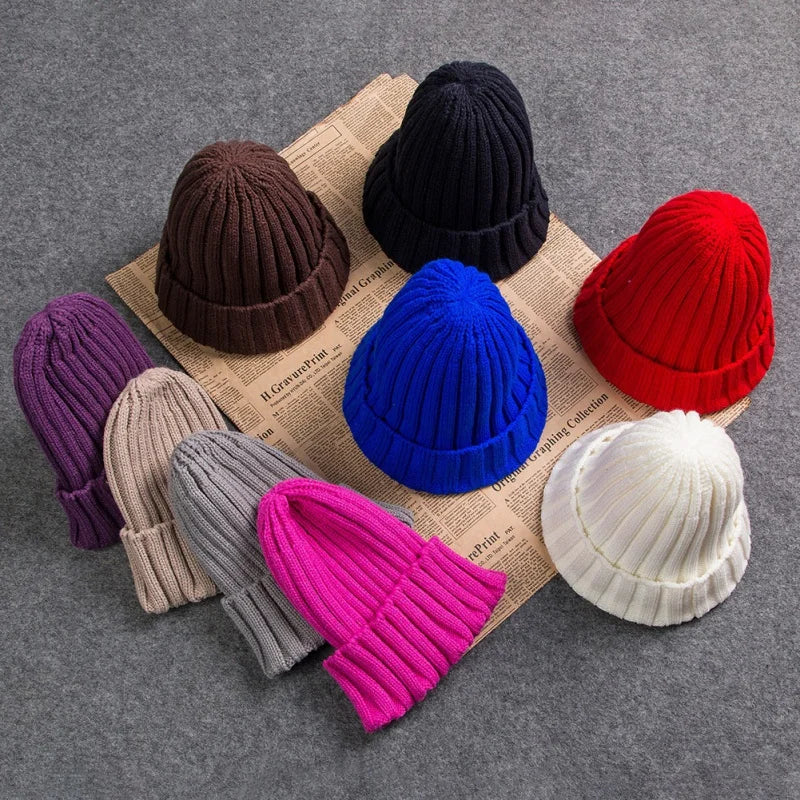 Cotton Blends Solid Warm Knitted Beanie