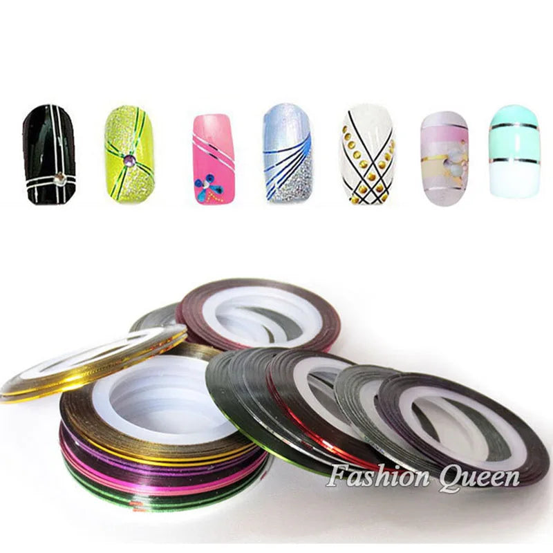 10pcs Nail Striping Tape Metallic Yarn | 3d Nail Art | DIY Nail Tips Sticker Decoration