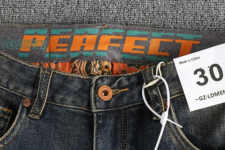 Waist Printed Retro Jeans