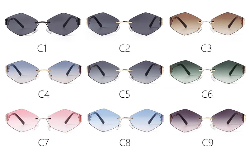 Hexagon Rimless Sunglasses