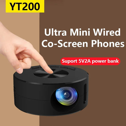 Yt200 smart projector led mobile video home theater media player kids gift cinema wired same screen projector for iPhone Android