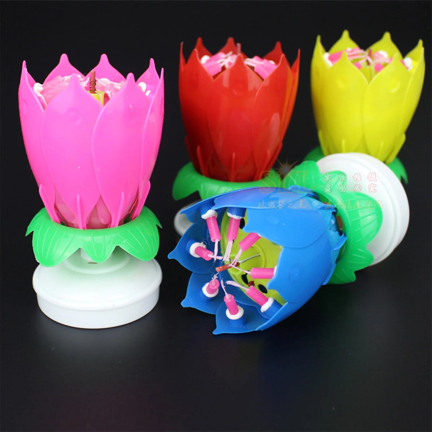 Lotus Candle Creative Rotating Birthday Candle Electric Birthday Cake Music Candles Flower Candle Reusable Decorative Candles