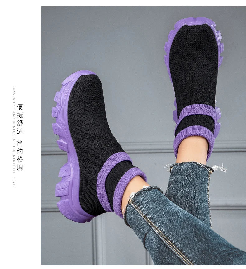 Ultralight Running Shoes 45 Size Mens Sock Trainers Fashion Breathable Sock Sneakers Woman High top Sport Sneaker Platform Shoes