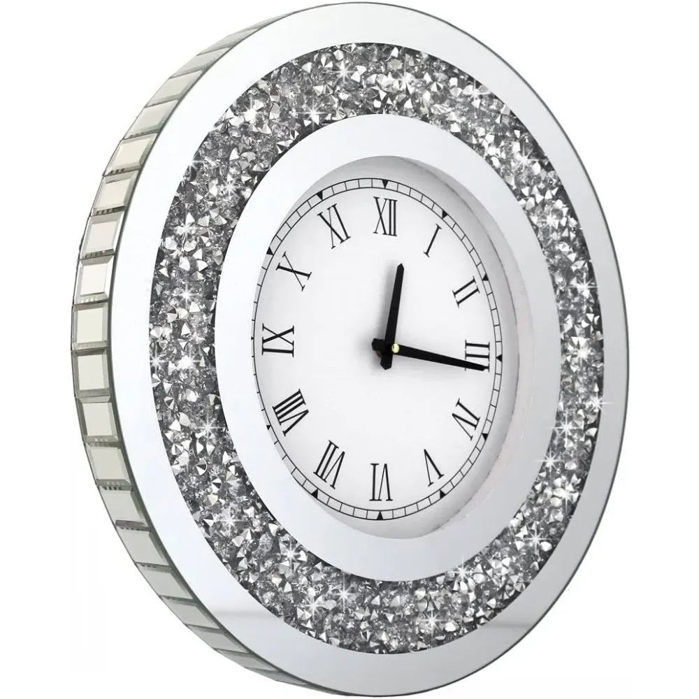 Sparkling Diamond Mirror Large Wall Clock