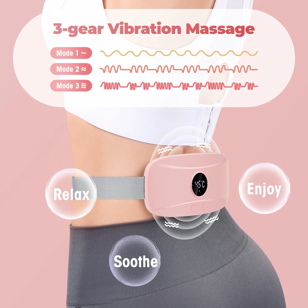 Menstrual Heating Belt Vibrating Abdominal Massager Period Pain Relief Uterine Warm Belt Waist Stomach Belly Massage Heating Pad