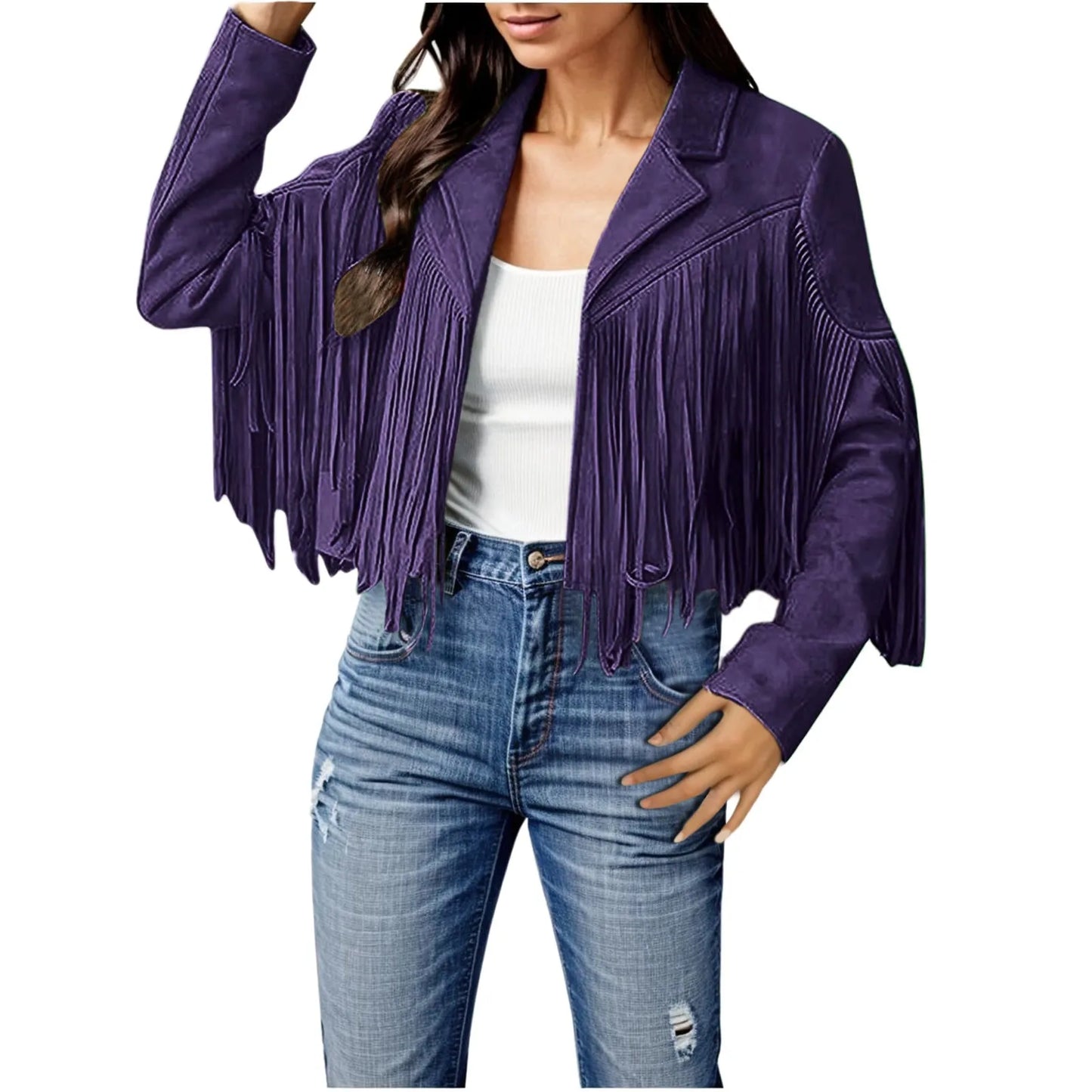 Jackets For Women Trendy Dressy 2024 Women Fashion Fringe Faux Suede Leather Fashion Tassel Motorcycle Casaco Inverno Feminino