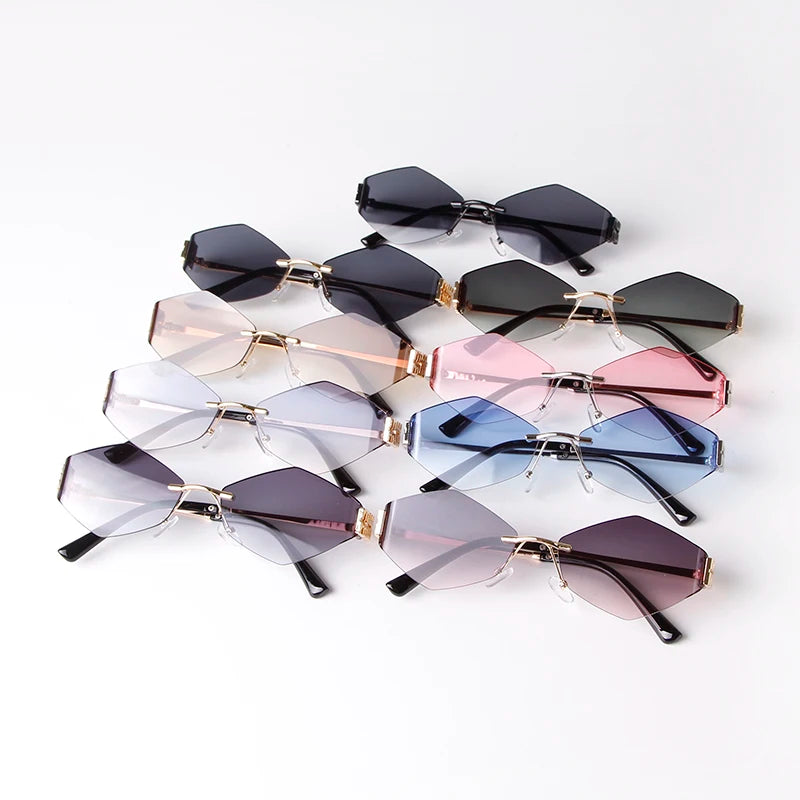 Hexagon Rimless Sunglasses