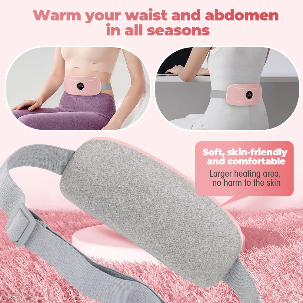 Menstrual Heating Belt Vibrating Abdominal Massager Period Pain Relief Uterine Warm Belt Waist Stomach Belly Massage Heating Pad