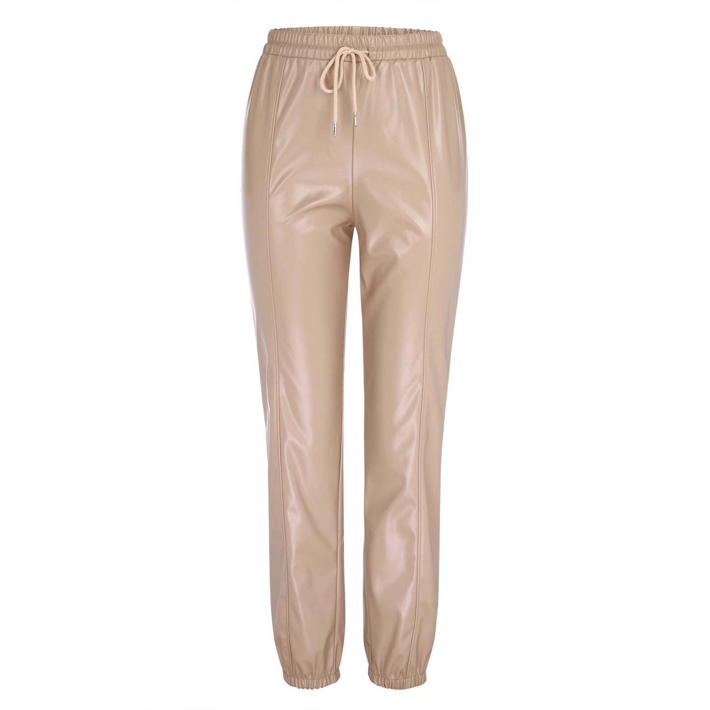 Leather Pants (incl. Belt) Mid-Waist Fashion Straight Leg