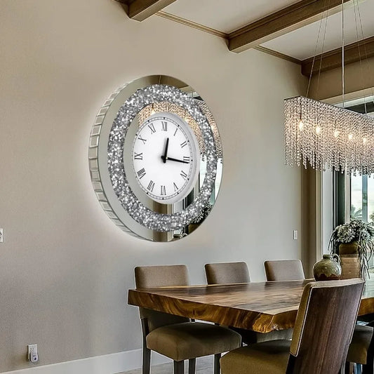 Sparkling Diamond Mirror Large Wall Clock