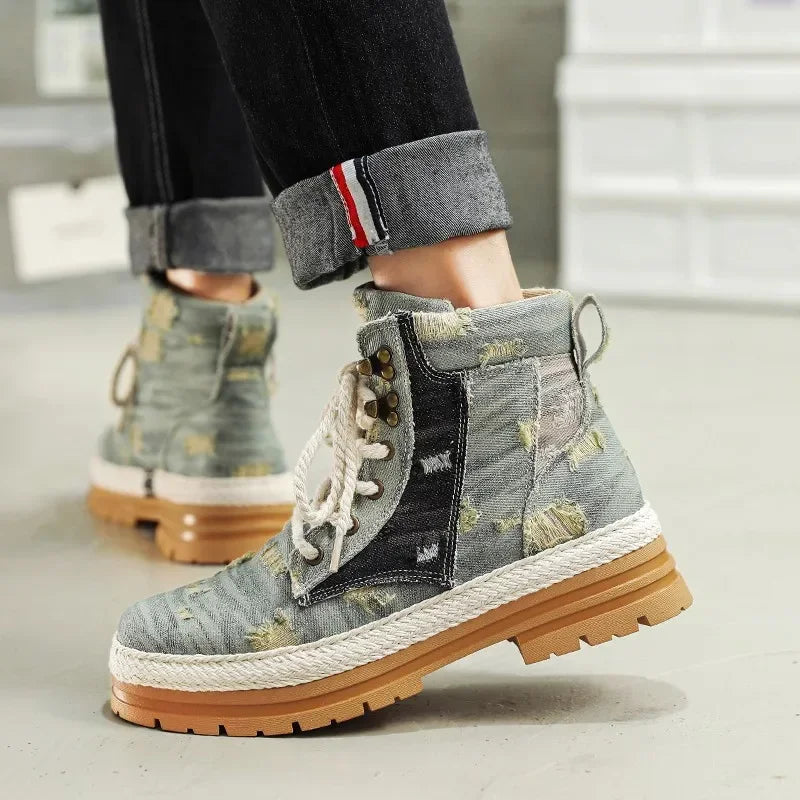 Men's Ankle Denim Canvas Boots