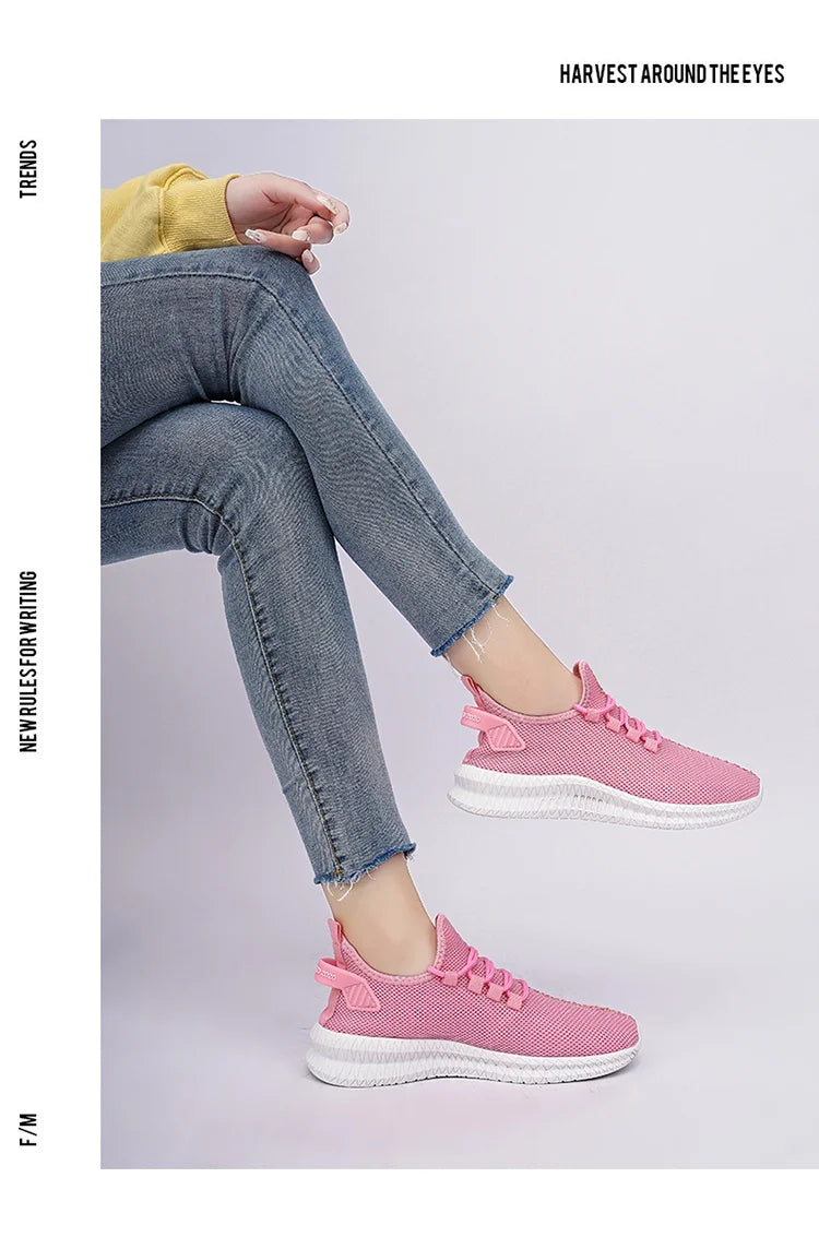 Hot Sale Pink Sneakers Women Large Size 35-48 Breathable Mesh Running Shoes Men Women's Sports Sneakers Lightweight Tennis Shoes