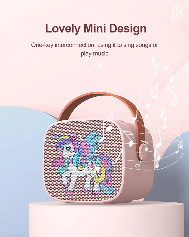 Mini Karaoke Machine Cartoon unicorn Portable Bluetooth Speaker With Microphone Singing Set for Children Family Karaoke Party