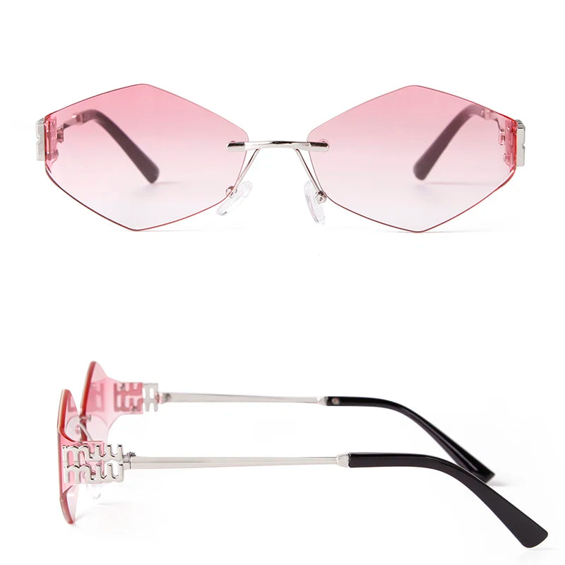 Hexagon Rimless Sunglasses